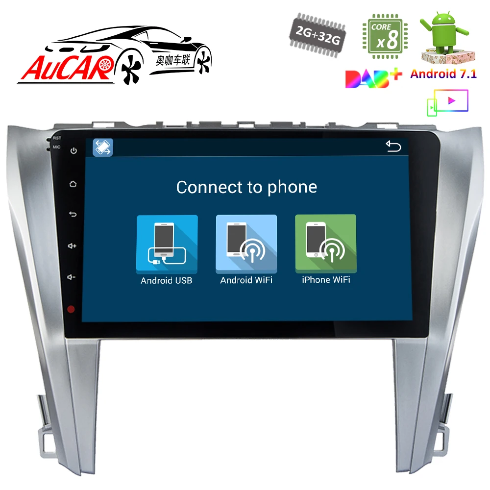 Android 7 1 10 дюймов Автомобильный dvd-плеер для Toyota Camry 2015-2017 Восьмиядерный 1024*600 радио с