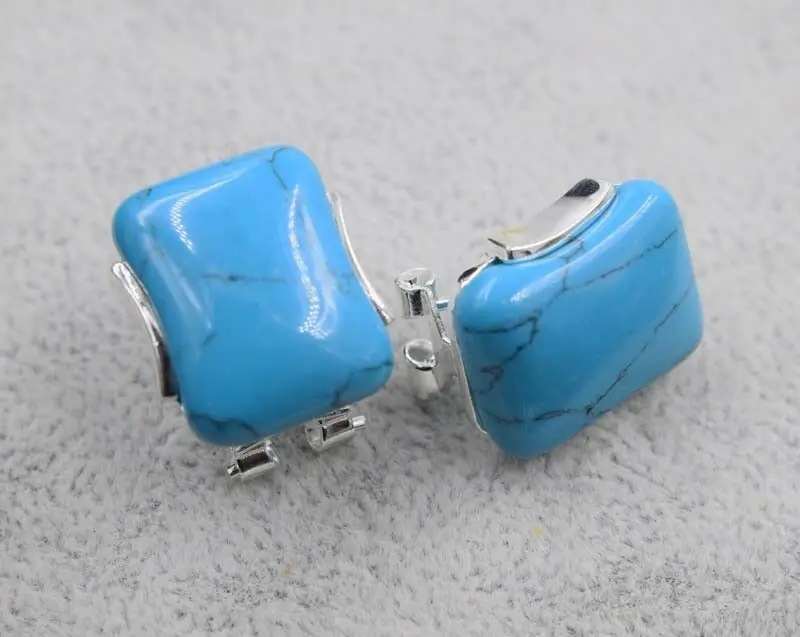 Howlite зеленый квадрат 15*20 мм серьги гвоздики натуральные оптовые