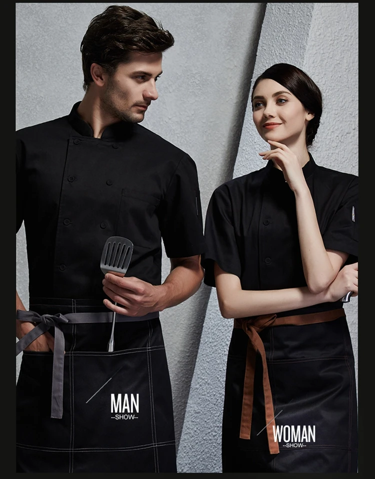 

Top quality new cook suit short sleeve restaurant cook chef uniform double-breasted hotel kitchen working clothes cook shirt