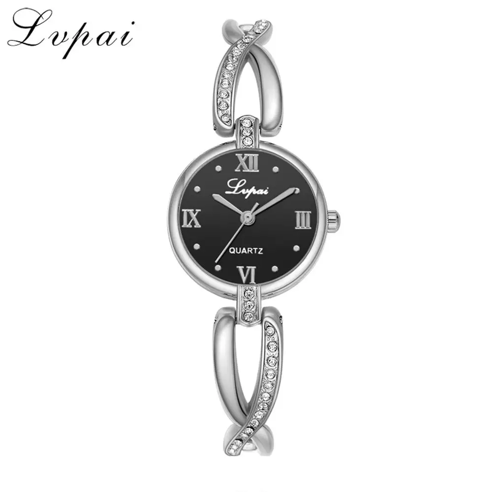 Silver Black P897 Lvpai новые модные часы со стразами женские роскошные брендовые дамские часы из нержавеющей стали Кварцевые часы reloj mujer - Цвет: Silver Black P897