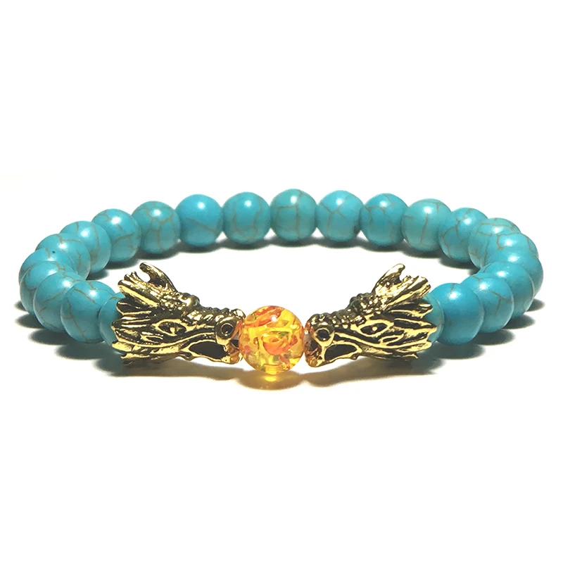 Punk Vintage Dragon Male Bracelets Natural Lava/Turquoises/Tiger eye Braslet For Men Accessories Camping Jewelry Erkek Bileklik | Украшения
