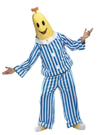 Sick Mens Bananas in Pyjamas TV Adult Fancy Dress Unisex Yellow Costume 3 PCS  inclu mask, top and pant Suit 175-190cm