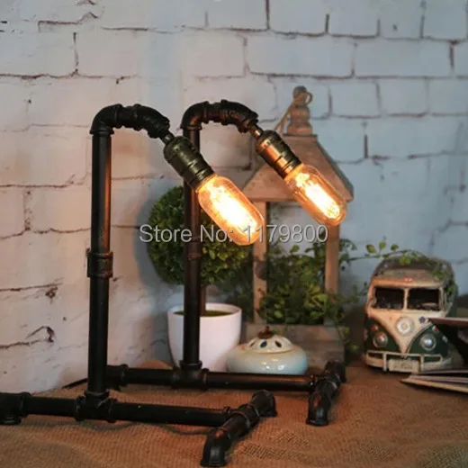 

Vintage Industrial Retro Style Steel Pipe Desk Table Lamp Light Comes With Edison Bulb Home Restaurant Cafe Decoration