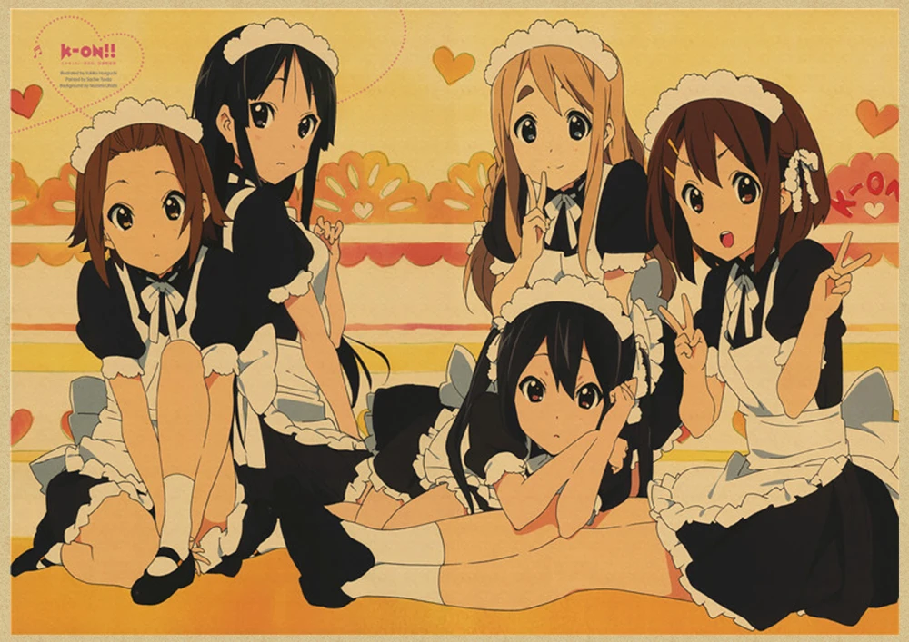 K-ON плакат из крафт-бумаги стикер стены японского аниме плакат из крафт-бумаги s домашний декор комнаты крафт-бумаги наклейки на стену