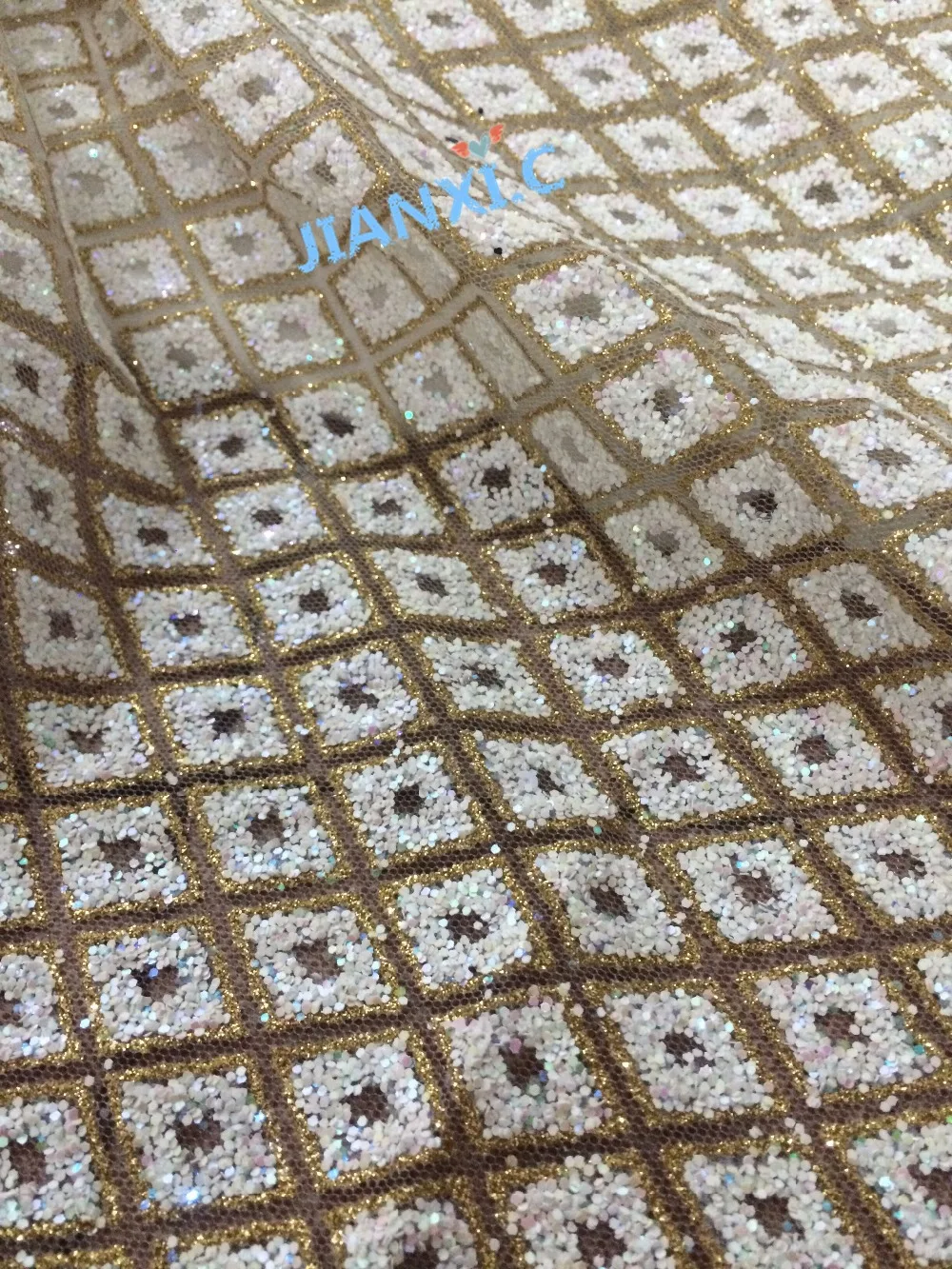 NEW design glitter sequins French lace fabric JIANXI.C-1116101 African tulle for bridal dress | Дом и сад