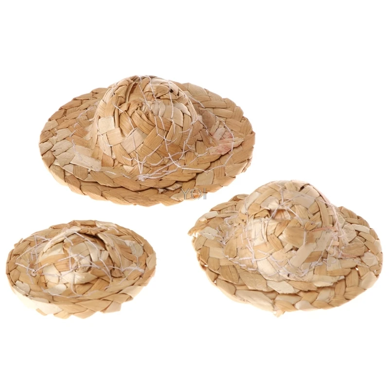 Соломенная плетеная шапка ручной работы 1 шт. регулируемые - Цена: 22,36 - 39,50 руб.