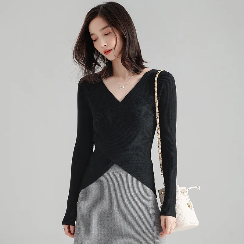 Осенние женские свитера женская блузка Однотонный свитер Свободные