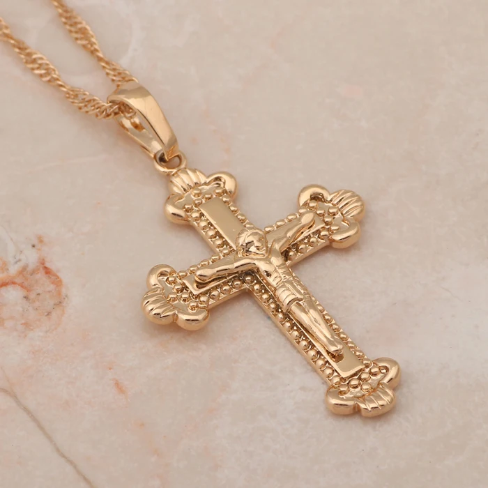 Классический дизайнерский крест оптовая продажа золотистые ожерелья и подвески