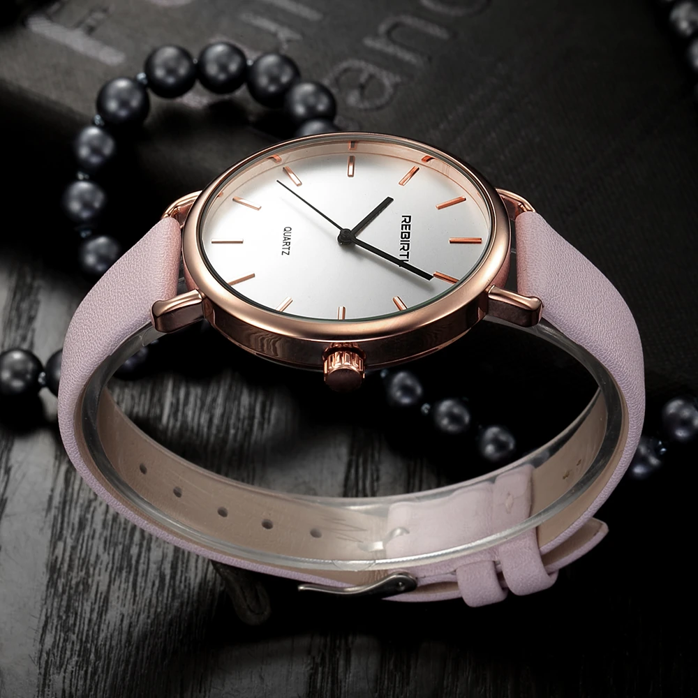 

Brand REBIRTH Fashion Women Gold Dial Leather Quartz-Watch Luxury Women Ladies Elegant Quartz Watch Clock Relogio Feminino Saat