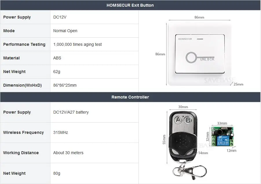 HOMSECUR Водонепроницаемый дверной замок 125 кГц RFID система контроля доступа с 180 кг магнитный замок
