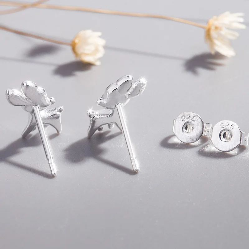 Модные женские серебряные милые маленькие серьги-гвоздики с животными в виде