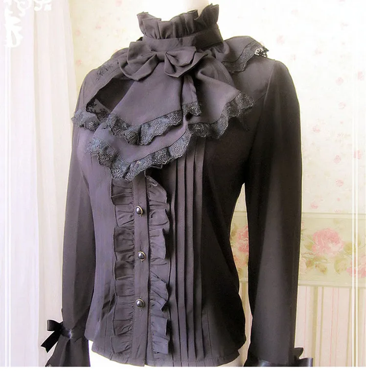 Женская шифоновая блузка с длинным рукавом облегающая в Королевском Стиле