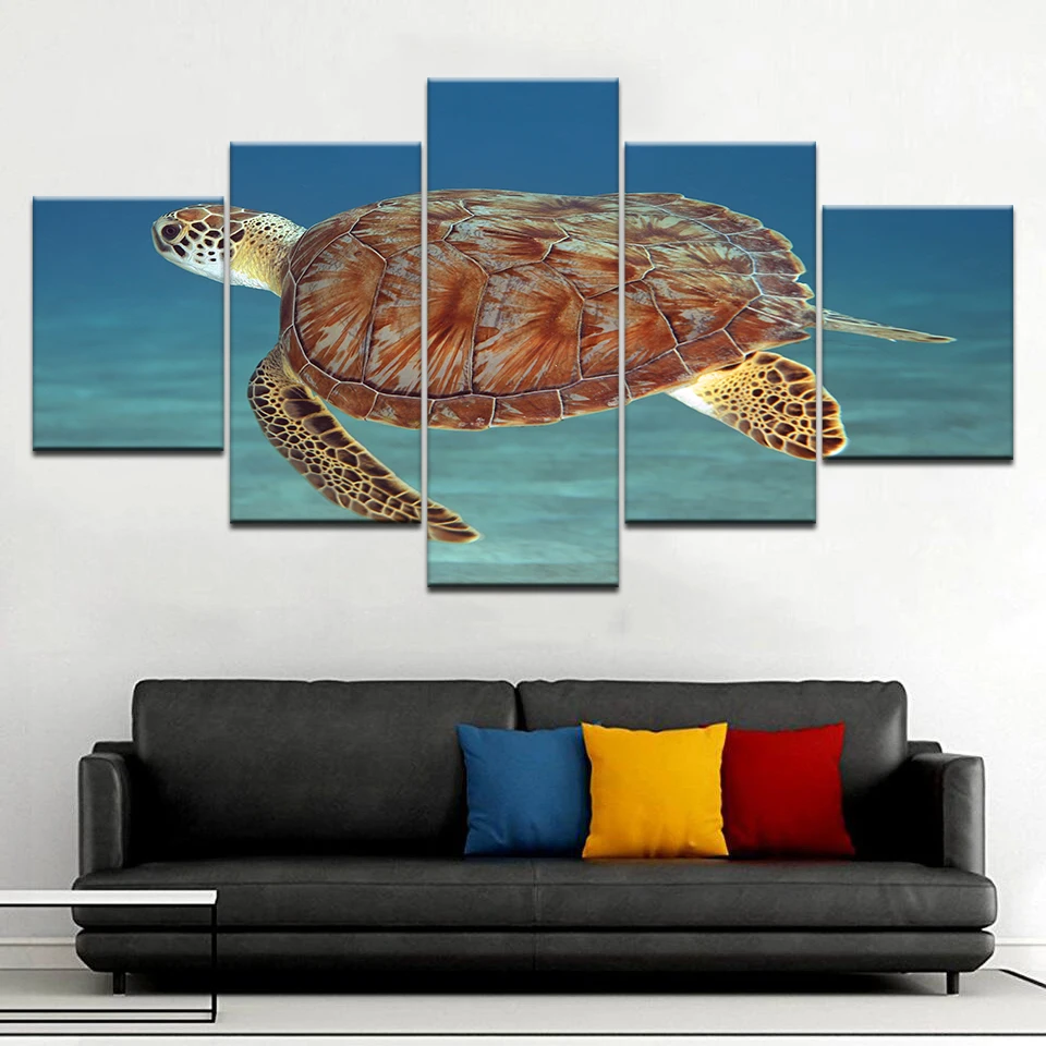 Морские животные Черепаха Морская черепаха Обои 5 панель HD печати современный