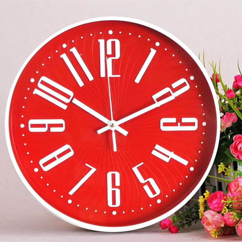 Пластиковые настенные часы для кухни бесшумные 12 Дюймов 30 см спальни фермы 2018
