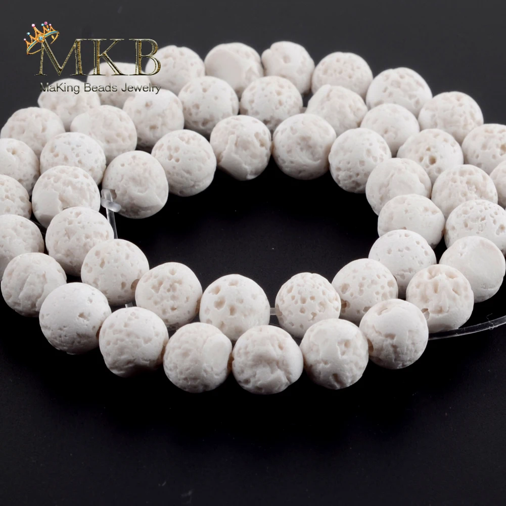 Оптовая продажа бусины из натурального белого лавового камня для изготовления