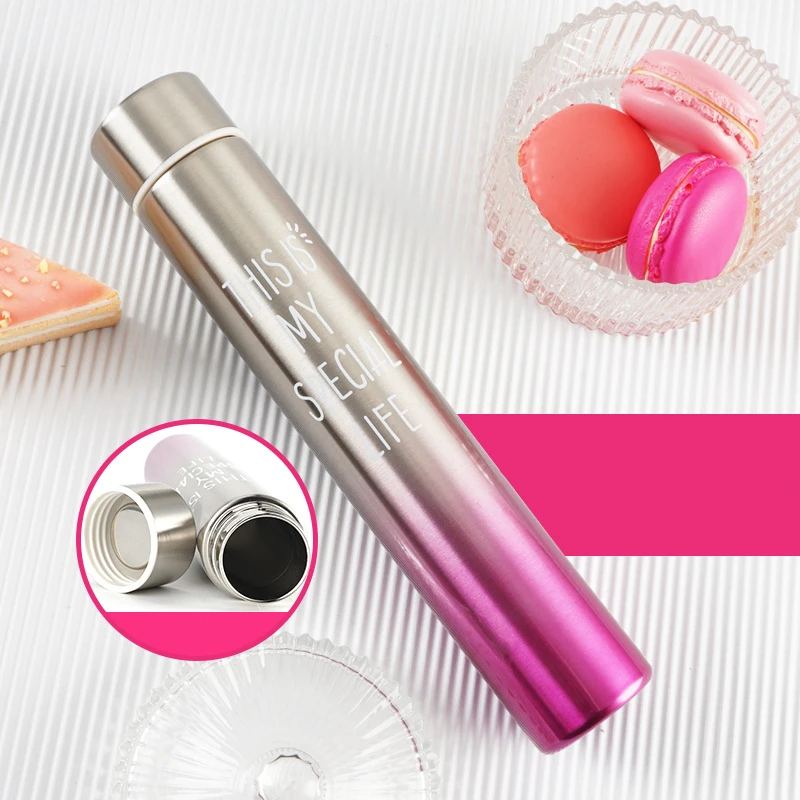 Бутылка для воды из нержавеющей стали спорта прямая цветная Женская Самозащита