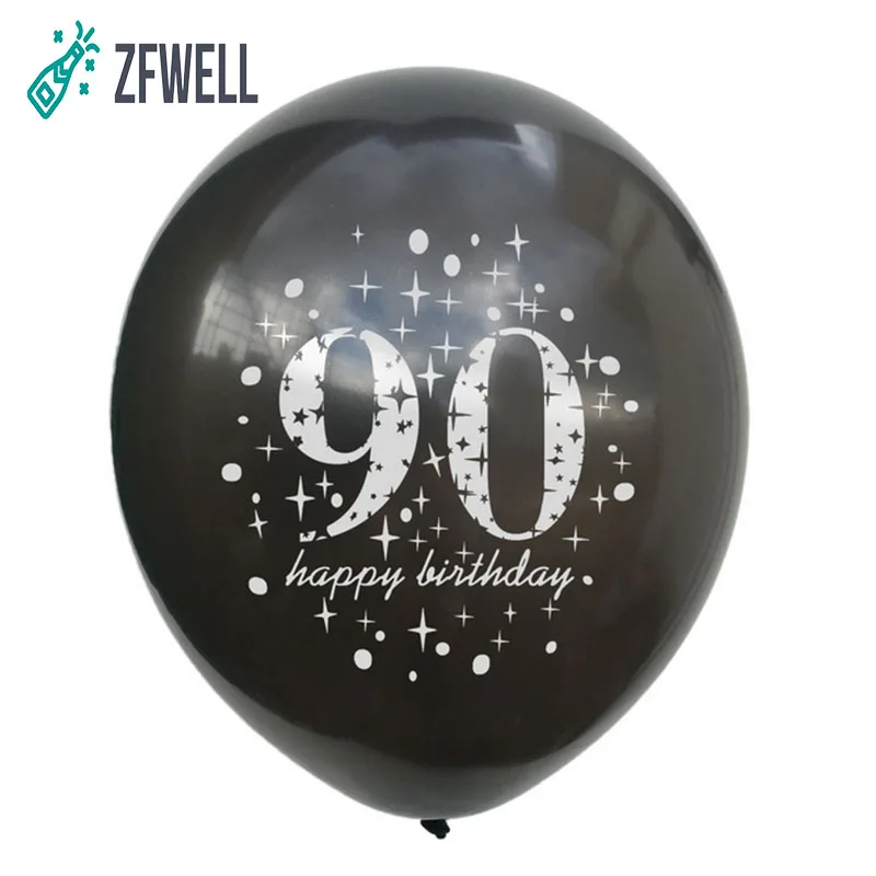 ZFWELL12pz/lot12 дюймов золотистый и черный латекс цифровой шарики ко дню рождения