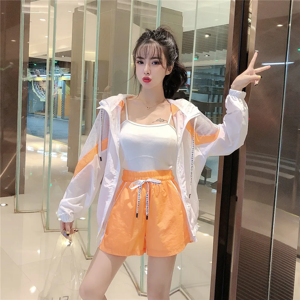 Новая летняя женская одежда в Корейском стиле пальто с капюшоном пэчворк +