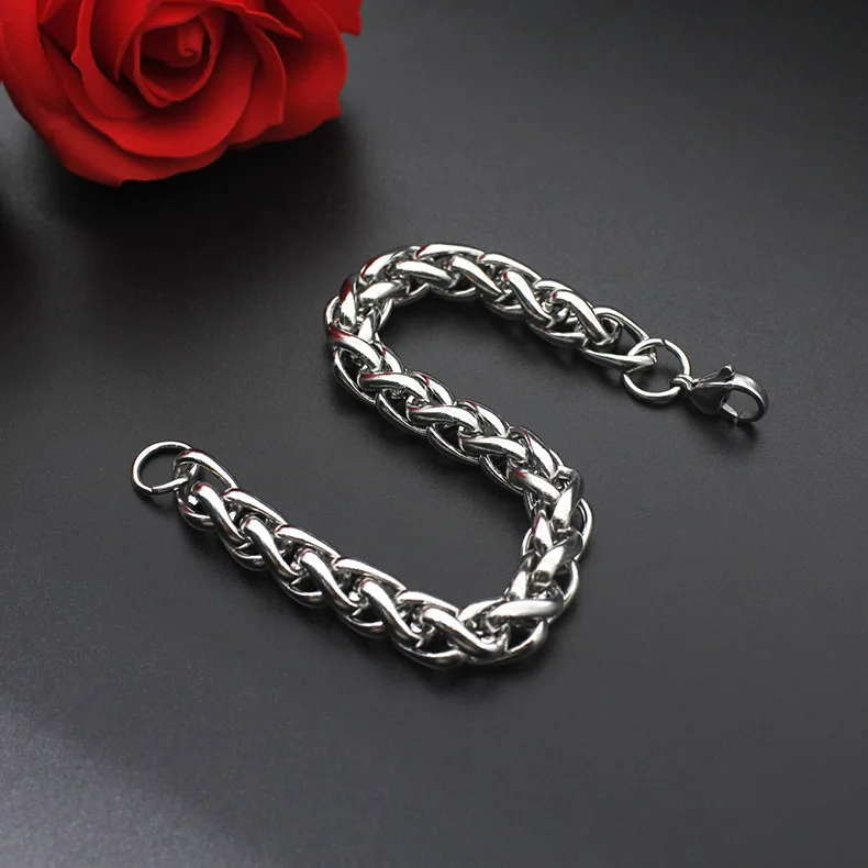4 мм 6 8 pulseira masculina браслет из нержавеющей стали 316L S. Стальная цепочка на запястье
