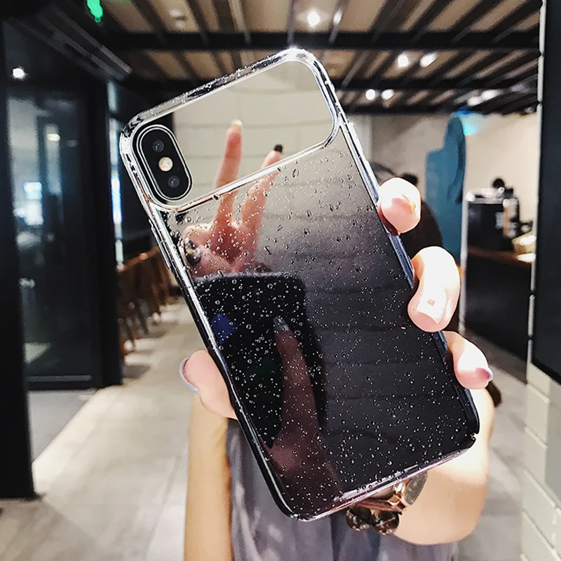 Капли воды градиент зеркало чехол для iPhone Xs X 7 8 плюс полное тело покрытие Hard