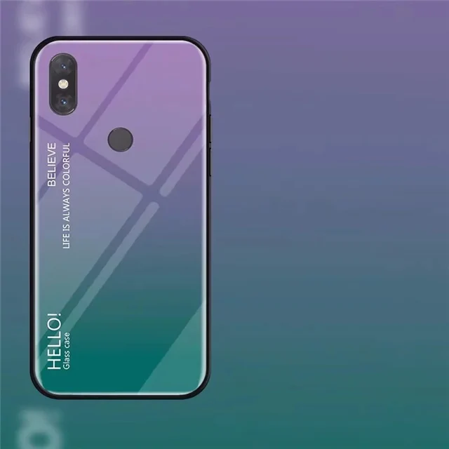 Модный градиентный чехол Aurora для Xiaomi 8 SE Lite Mix 2 2S 3 Max 2, цветная задняя крышка из закаленного стекла для Redmi S2 6A Note 7 6Pro - Цвет: Purple