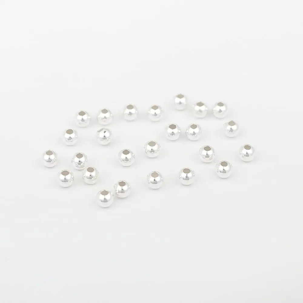 DoreenBeads распорка из Стерлингового Серебра Бусины круглые серебряные DIY около 2 мм-7