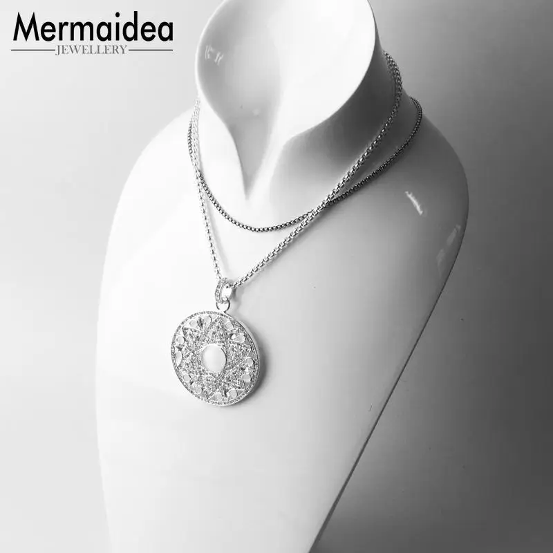 Pendant White Opal Ornament 2020 Fashion Trendy Jewelry silver plated Bijoux Necklace Accessories Gift For Woman | Украшения и