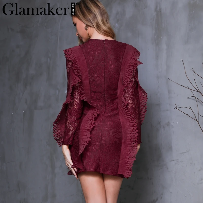 Женское винтажное Прозрачное платье Glamaker Осеннее облегающее элегантное с