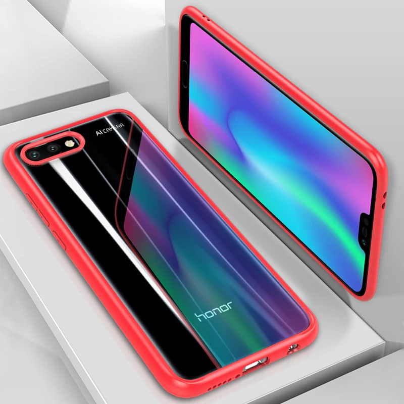 Чехол для huawei Honor 10 крышка Мягкий силиконовый край + прозрачный ПК задняя