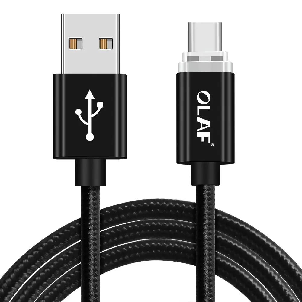 Светодиодный светильник OLAF usb type-C кабель для быстрой зарядки и синхронизации данных type-c кабель для samsung S9 S8 для Xiaomi для huawei P20 lite pro - Цвет: black