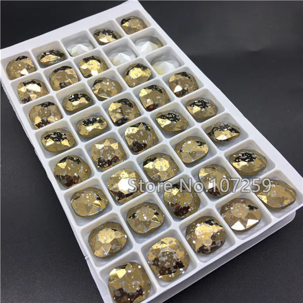 Crystal Gold Patina TopStone 12 мм Classicial Fat стекло квадратной формы стразы Кристалл патина цвета Кристалл Камень Стразы Алмаз - Цвет: Crystal Gold Patina