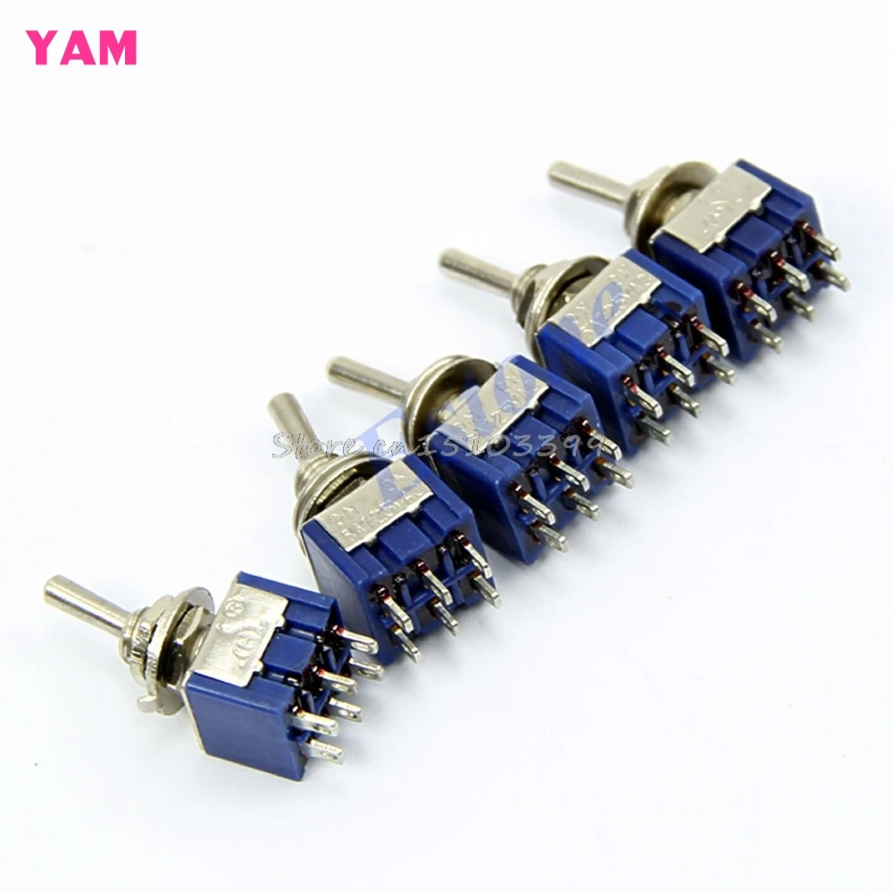 5Pcs/lot 6 Pin DPDT ON Mini Toggle Switch 6A 125VAC Switches G08 Whosale&DropShip|switch switch|switch toggleswitch 5pcs |