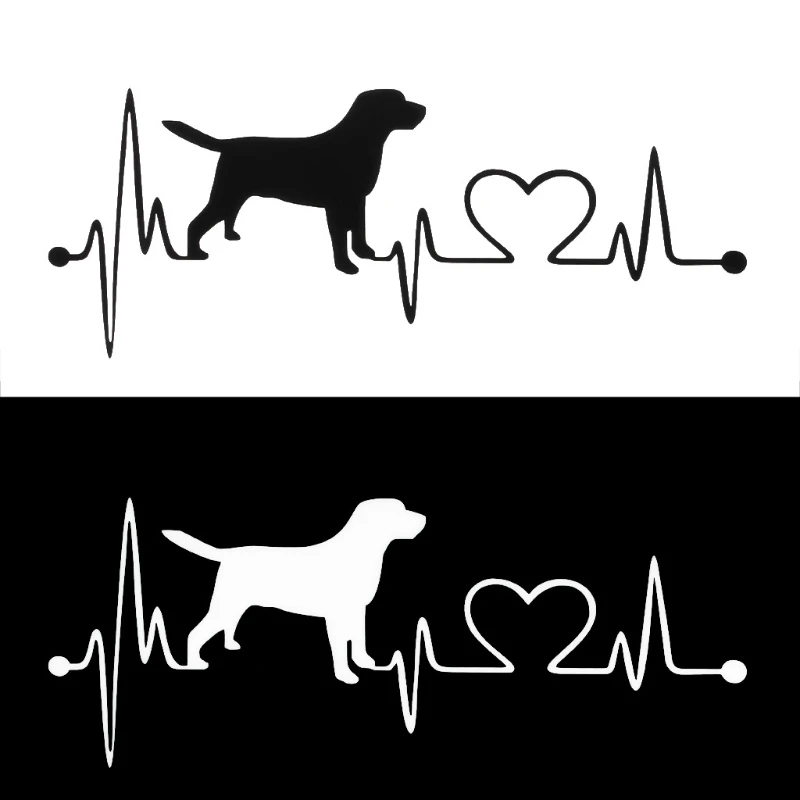 

17.8X7.8CM Labrador Retriever Heartbeat Love Decal Fashion Car Sticker Creative Auto Accessories Black / Silver