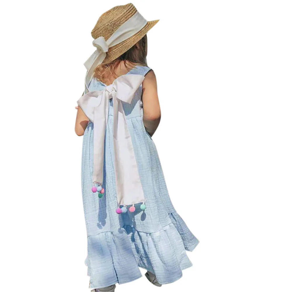 Toddler Infant Baby Girls Solid Sleeveless Vest Princess Dress Belt Outfits Set girls dresses summer 2019 kids dresses0314 | Детская