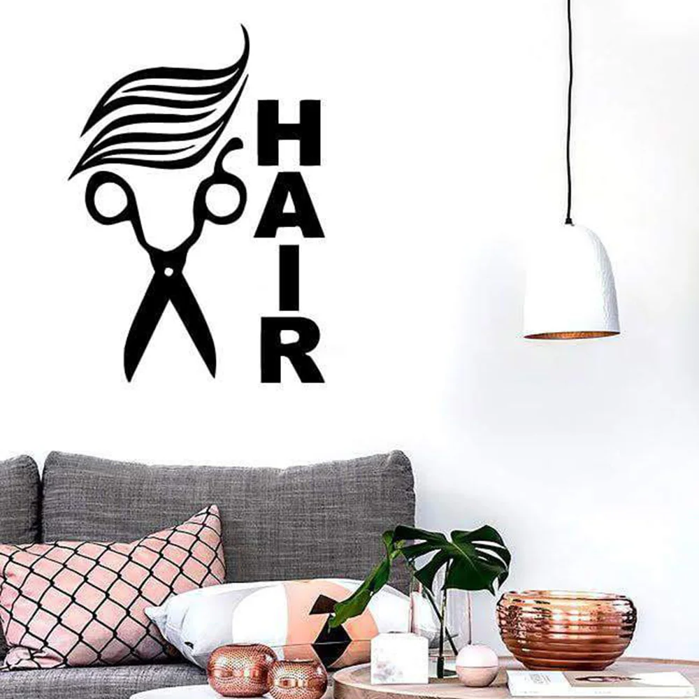 

Barber Shop Wall Stickers Vinyl Decal Scissors Hair Hairdresser Sign Barbershop Window Sign Removable Store Art Mural N49