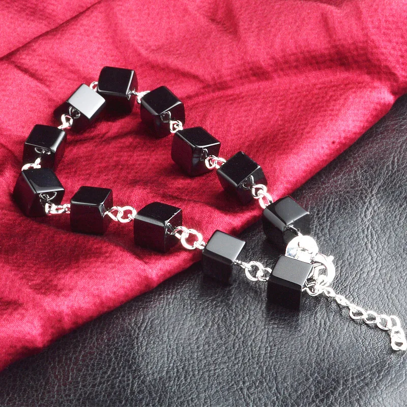 Браслет с шармами натуральный черный браслеты из оникса и для женщин мужчин