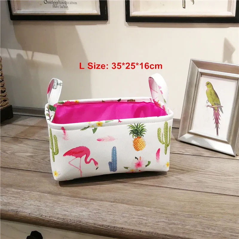L Size 35*40 см корзина для грязного белья, новинка, Розовый фламинго, органайзер для одежды, корзина на шнурке, корзины для хранения игрушек, книг - Цвет: L Size
