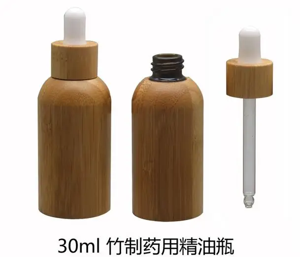 high-grade 30ml Essential Oil empty Bottles with natural bamboo, glass tank, all bamboo dropper bottle Essence liquid, perfume