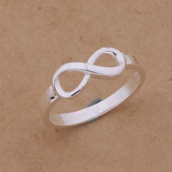 Простой геометрический дизайн серебряного цвета палец кольцо размер 7 #8 # мода