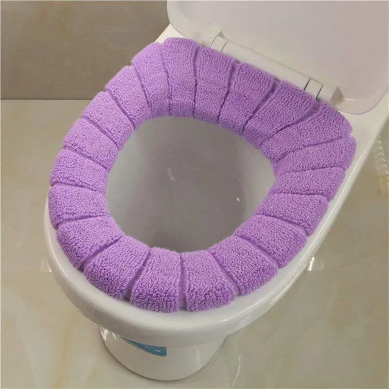 Lightpurple Удобный бархатный коралловый чехол для унитаза для ванной комнаты, моющийся стул для унитаза, стандартная теплая крышка для ванной комнаты, верхняя крышка, подушка - Цвет: Lightpurple