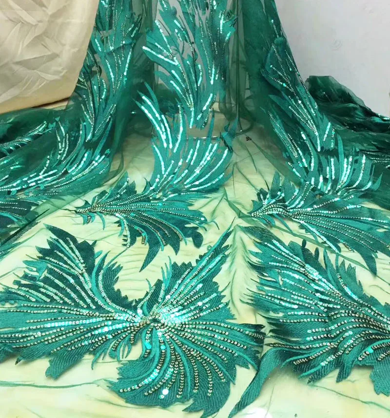 French Net Lace Fabric 2019 Latest African Guipure with Embroidery Mesh Tulle Gold Cord Sequins |