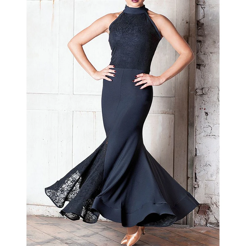 2018 New Sexy Black Professional Ballroom Dress Ladies Waltz Competition Dance Wear Lace Stitching Accept Customize Size | Тематическая