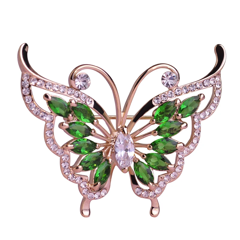 

Exquisite Zircon Butterfly Brooches Gold Ouro Rhodium plated Women Hijab Scarf Pins Broches Party Dress Accessories Lady Bijoux