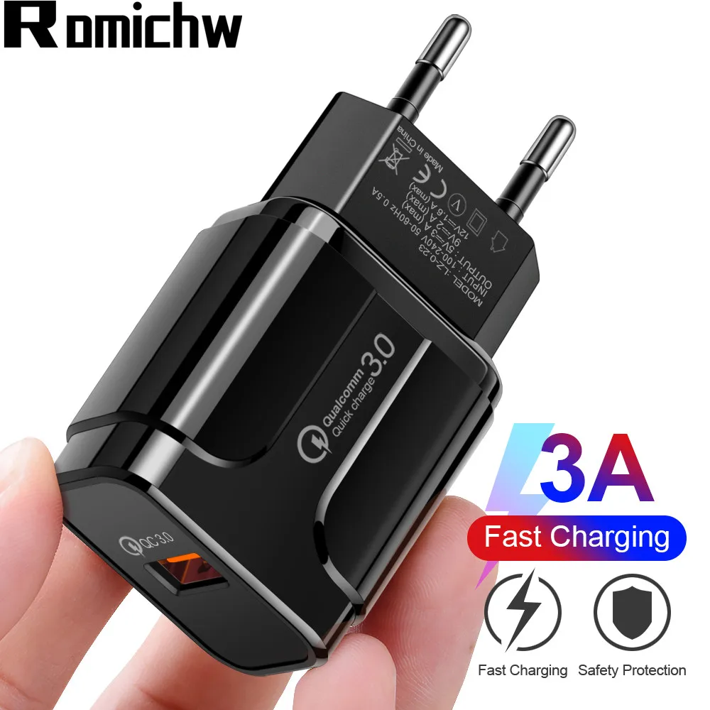 ROMICHW Quick Charge 3 0 быстрое зарядное устройство QC3.0 настенное для мобильного телефона