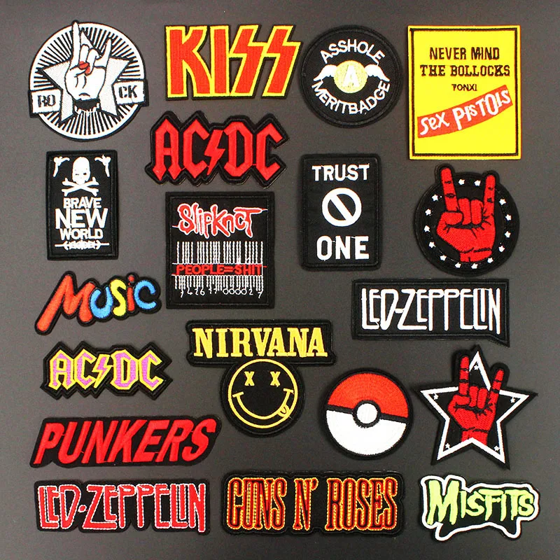 Мода Панк Рок музыка ACDC вышитые нашивки значки Утюг на одежду наклейки на рюкзак глажка