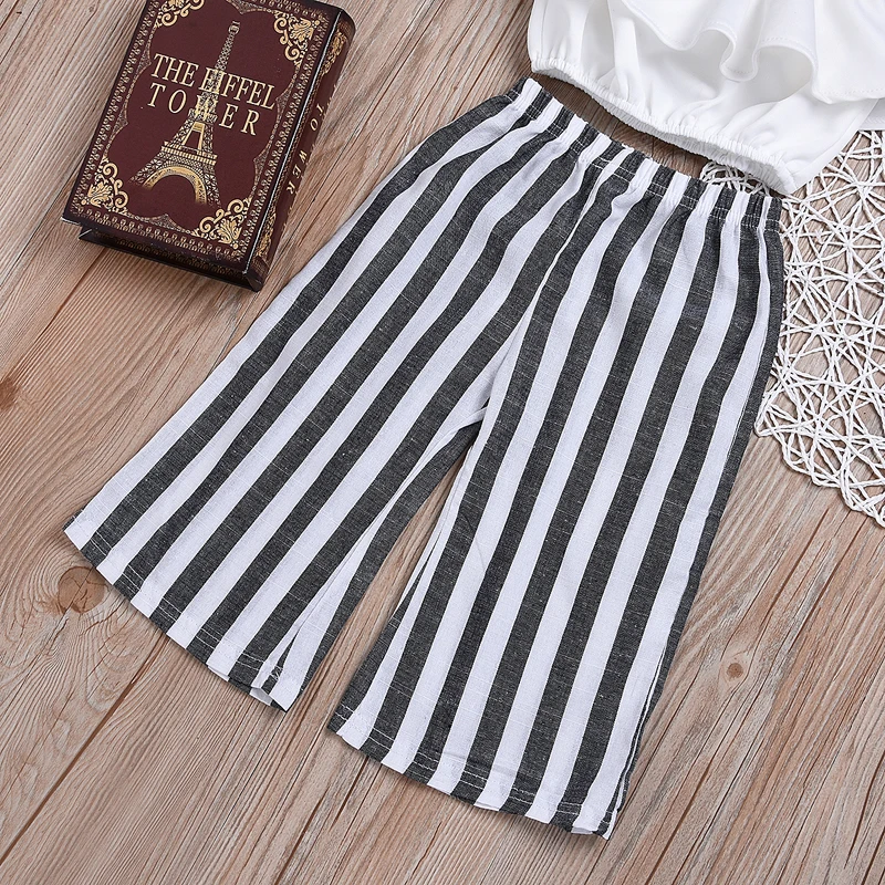 Комбинезон с открытыми плечами и рукавами бабочками для маленьких девочек топ