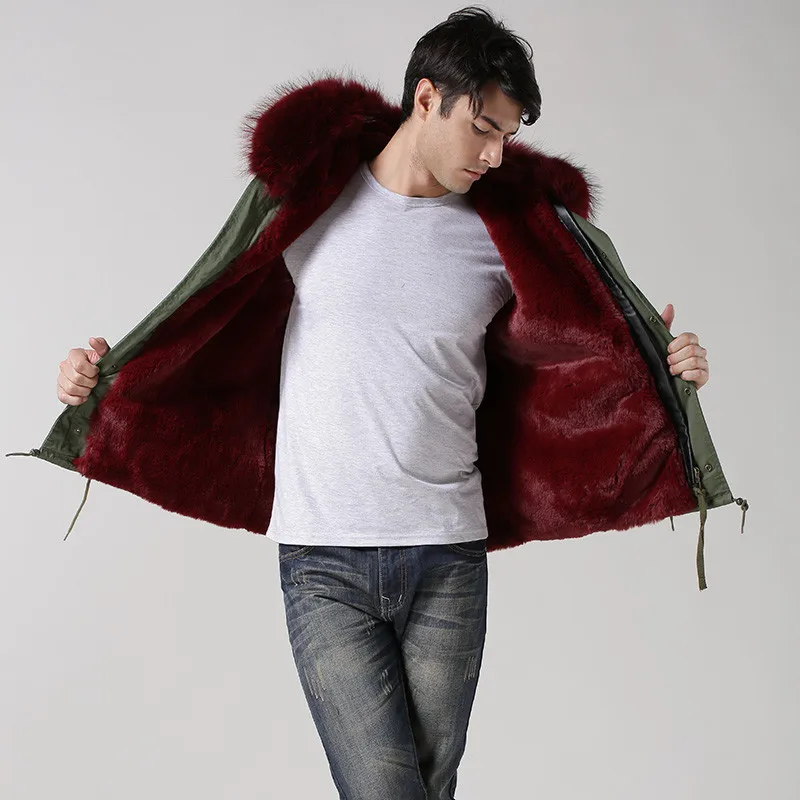 Большой воротник из меха енота винно красный мех внутри толстовка натурального