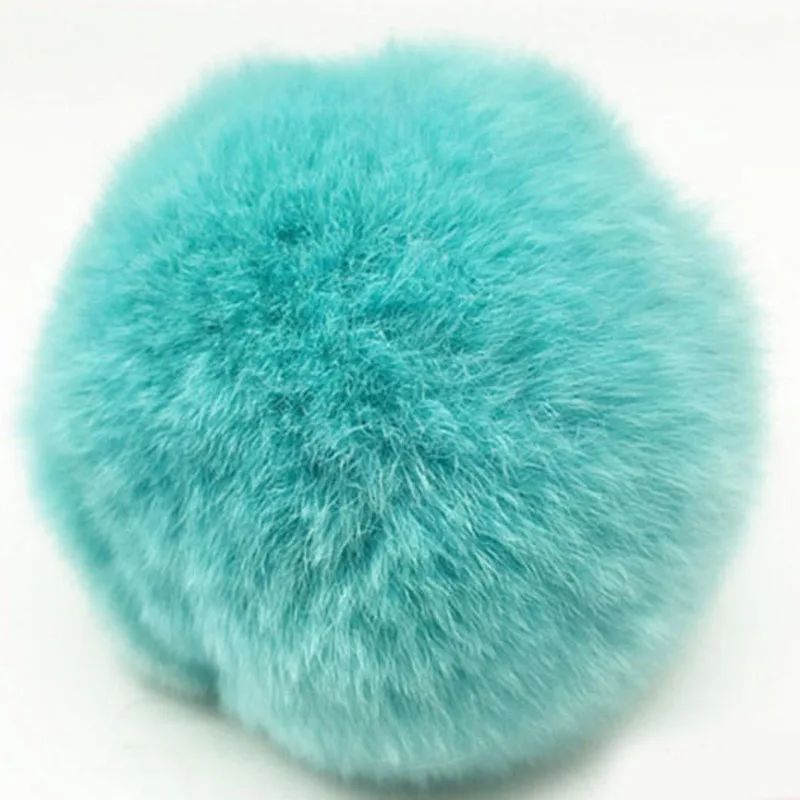 light blue Оригинальная Заводская горячая Распродажа, брелоки, аксессуар из натурального кроличьего меха, помпон, плюшевая сумка, подвеска для автомобиля, брелок EH642 - Цвет: light blue