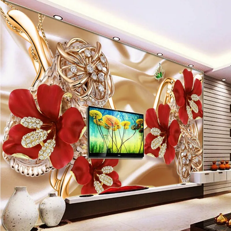 Custom mural Stereo 3D rich jewelry flowers wallpaper TV backdrop wall custom lobby bedroom office | Обустройство дома