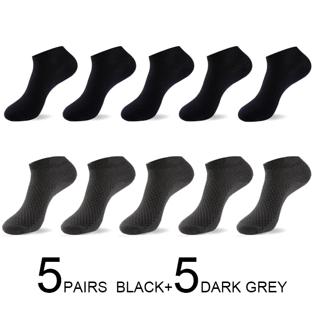 5 BLACK5DARK GREY MWZHH,, распродажа, весна-лето, дезодорирующие Мужские бамбуковые носки, 10 пар, Harajuku, брендовые счастливые мужские носки, Calcetines Hombre - Цвет: 5 BLACK5DARK GREY